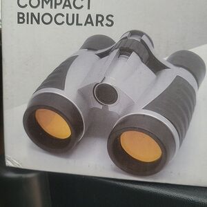 Compact Silver and Black Binoculars